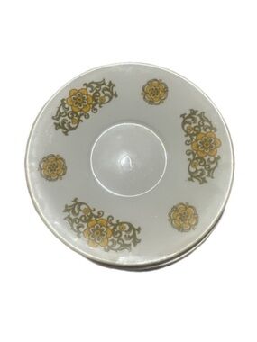 Vintage Hostess White Saucer with Gold Floral Accent Set of 3